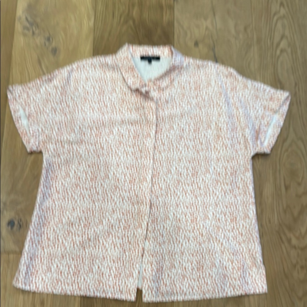 Lafayette 148 orange patterned shirt sz XL